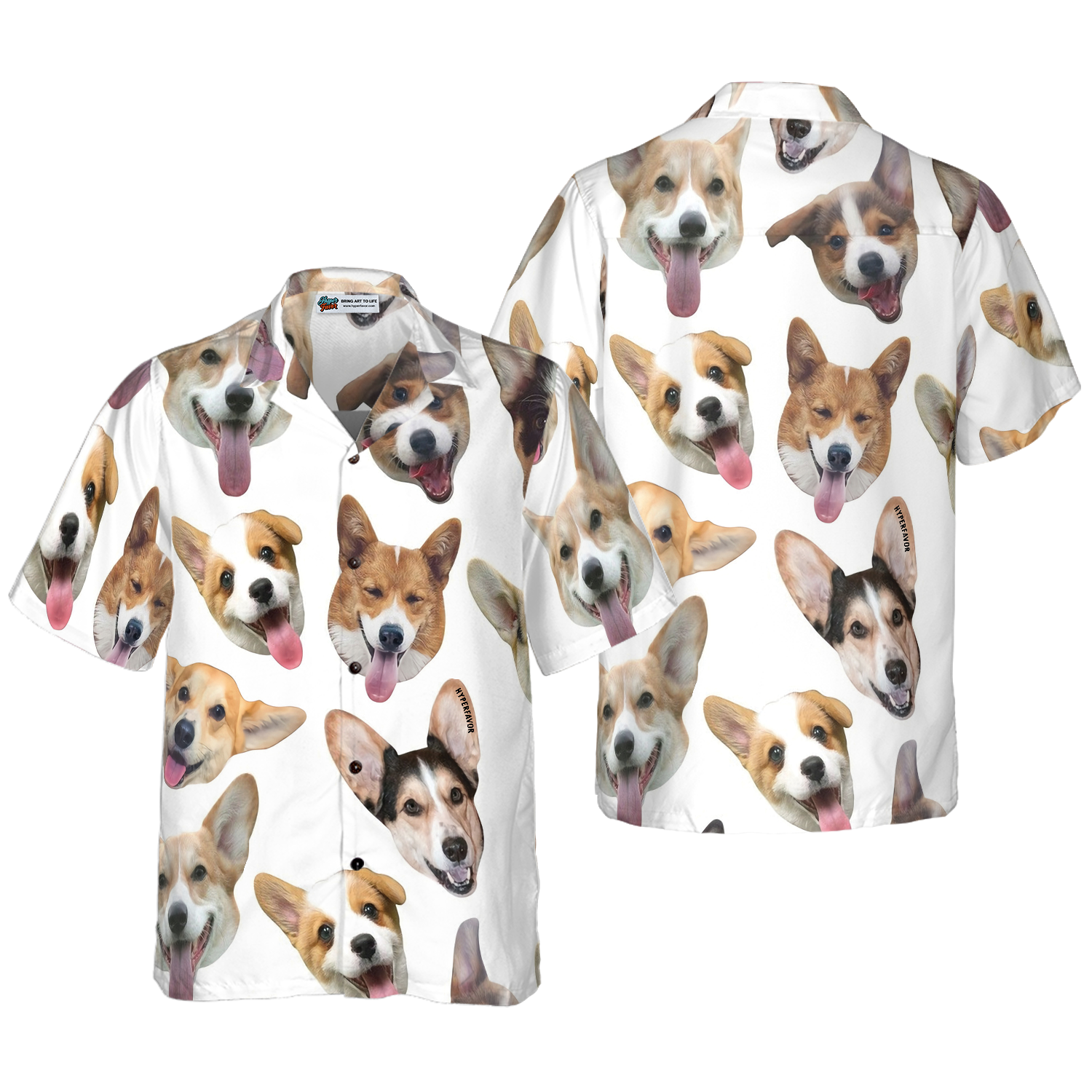 Cute Corgis' Smiling Faces Corgi Hawaiian Shirt, Best Dog Shirt For Men And Women