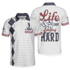 Life Is Short Swing Hard Golf Polo Shirt, Grey Argyle Polo Shirt For Golfers, Basic Golf Shirt Design
