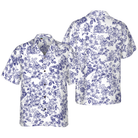 Blue Floral Pizza Pattern Shirt Hawaiian Shirt
