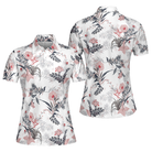 Colorful Floral Pattern Shirt Short Sleeve Women Polo Shirt
