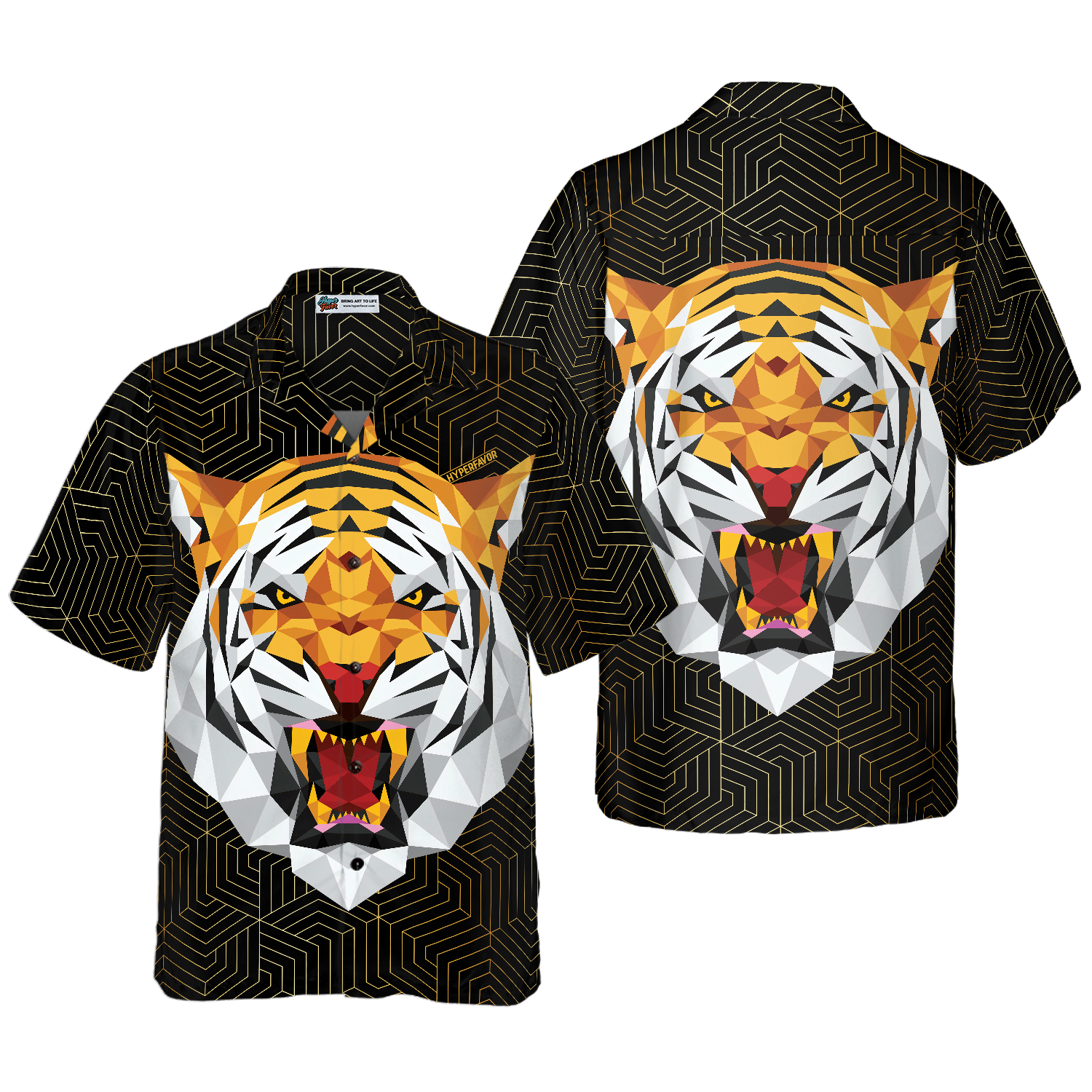 Geometric Tiger Shirt For Men Hawaiian Shirt