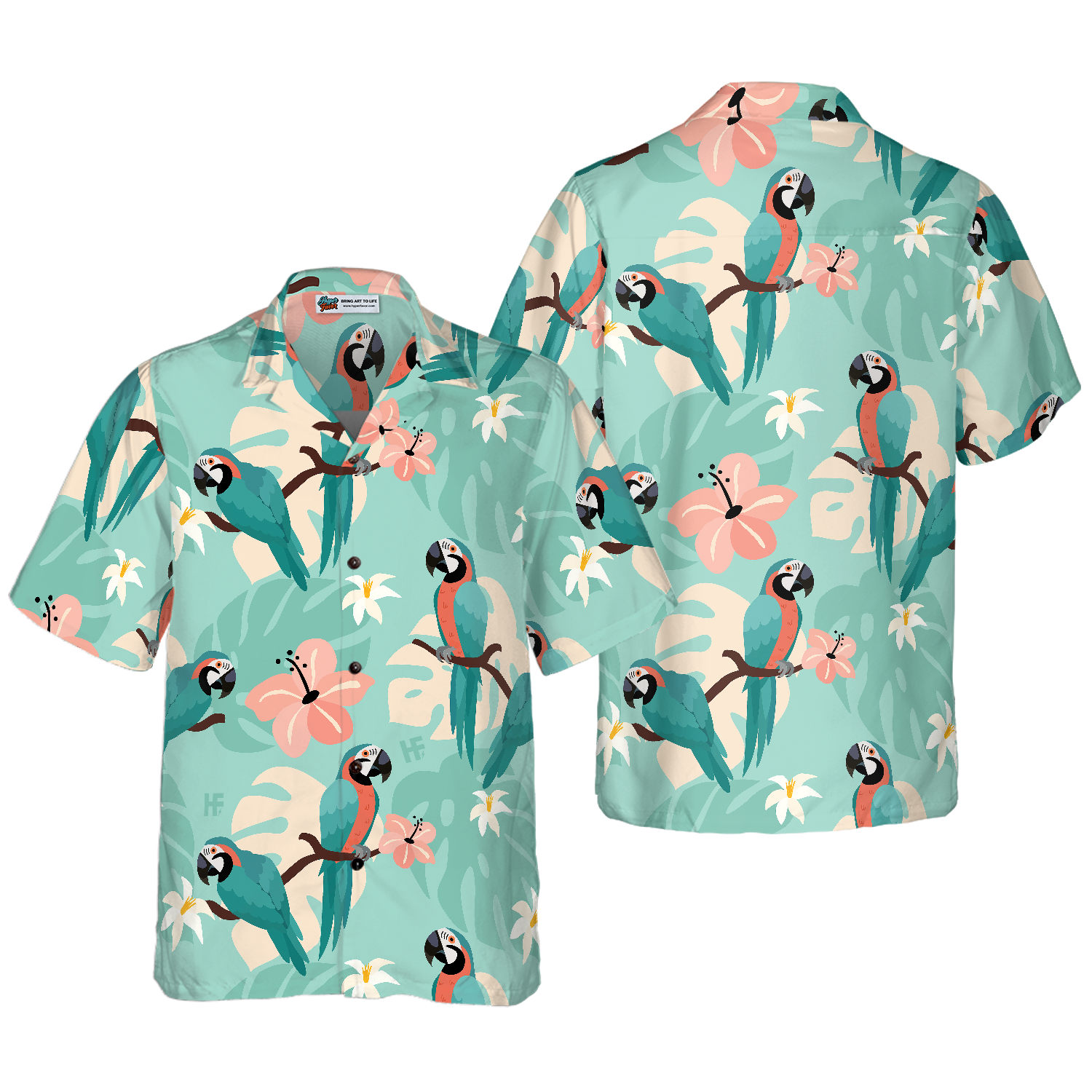 Trendy Parrots And Tropical Leaves Hawaiian Shirt