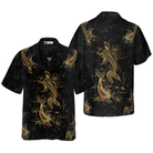 Golden Koi Fish On Waves Hawaiian Shirt