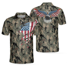 Bowling Camouflage American Eagle Flag Polo Shirt, American Flag Shirt For Patriotic Bowlers, Bowling Shirt For Men