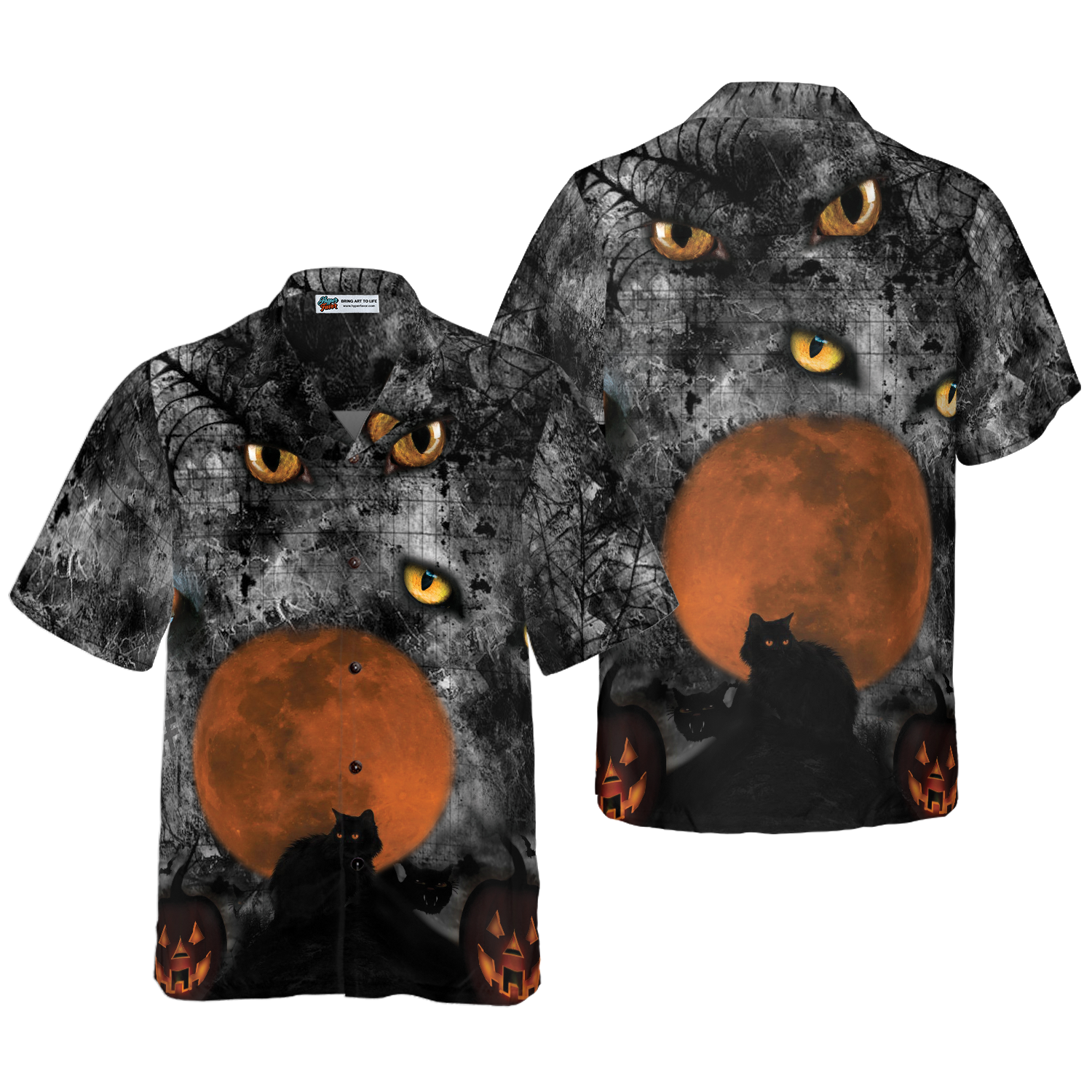 Black Cat Halloween Shirt For Men Hawaiian Shirt