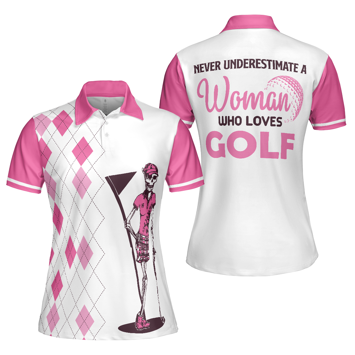 Never Underestimate A Woman Who Loves Golf Short Sleeve Women Polo Shirt