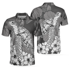 Hibiscus Turtle Shirt For Men Polo Shirt, Sea Turtle Polo Shirt For Men, Hibiscus Floral Shirt Design