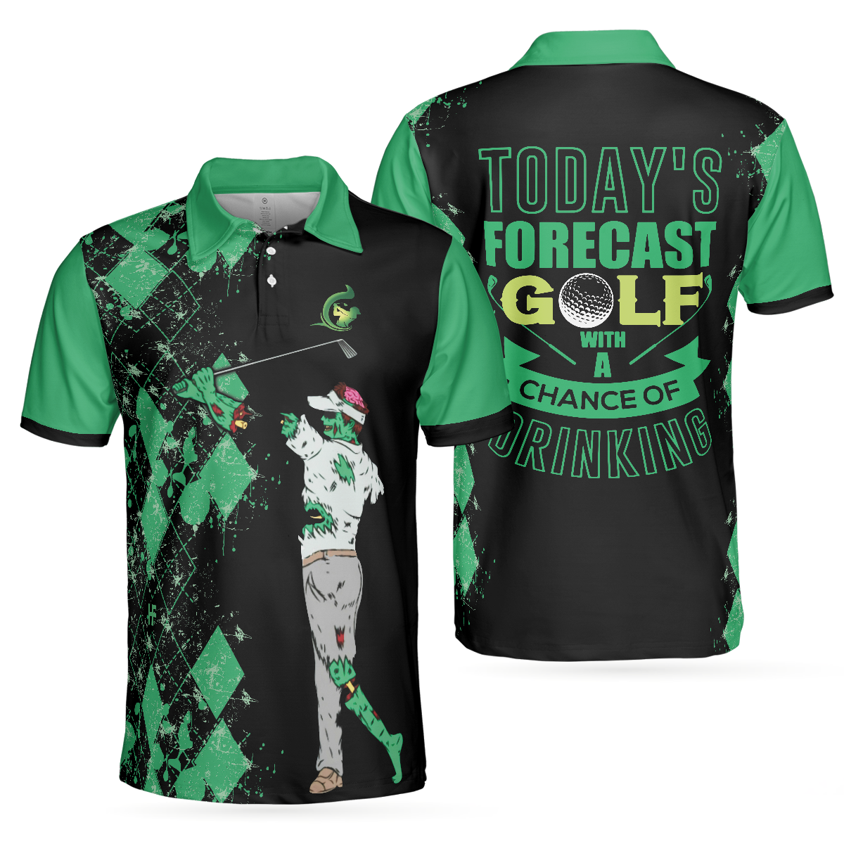 Today's Forecast For Zombie Golfer Golf Polo Shirt, Smart Golf Shirt For Men