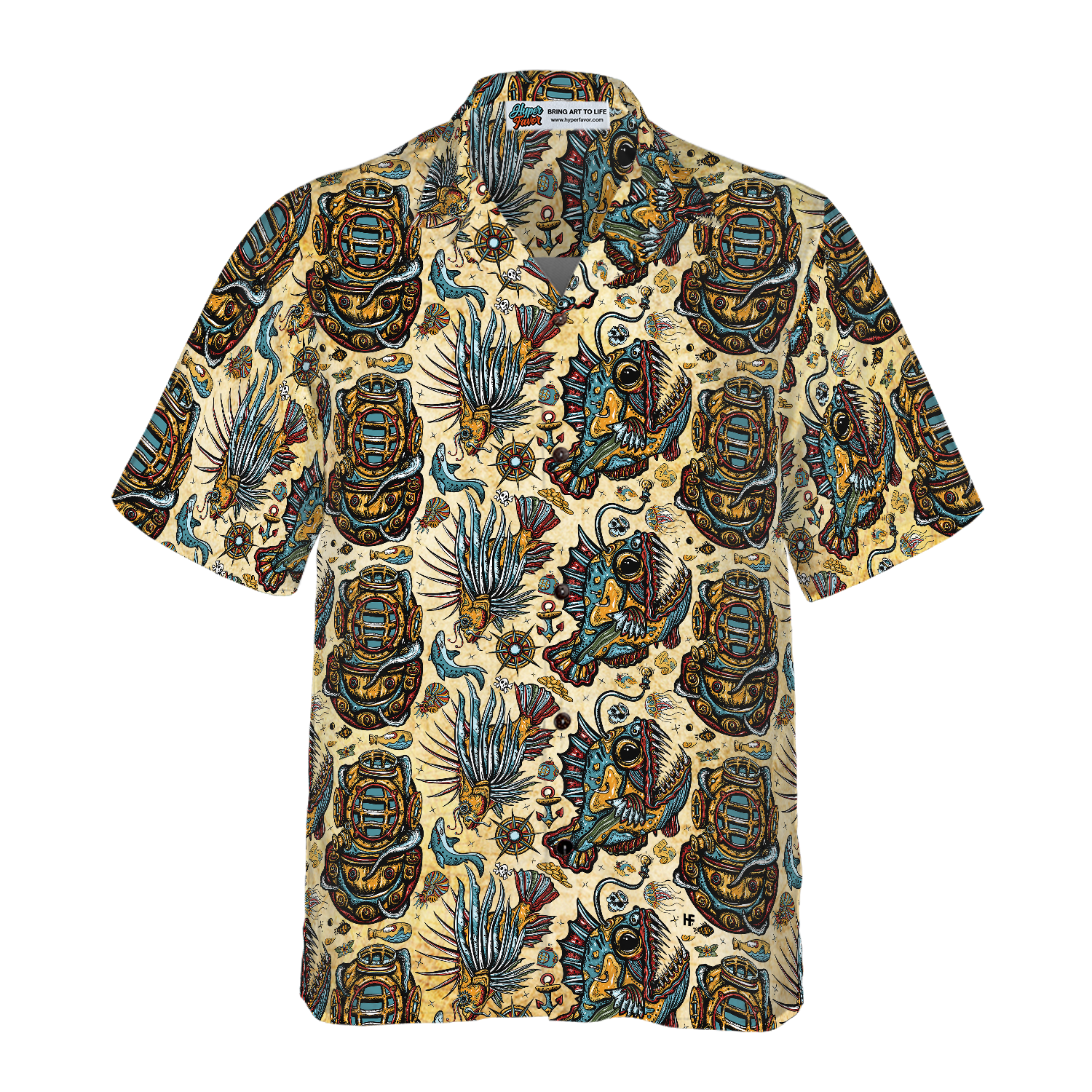 Vintage Nautical Scuba Diving Hawaiian Shirt