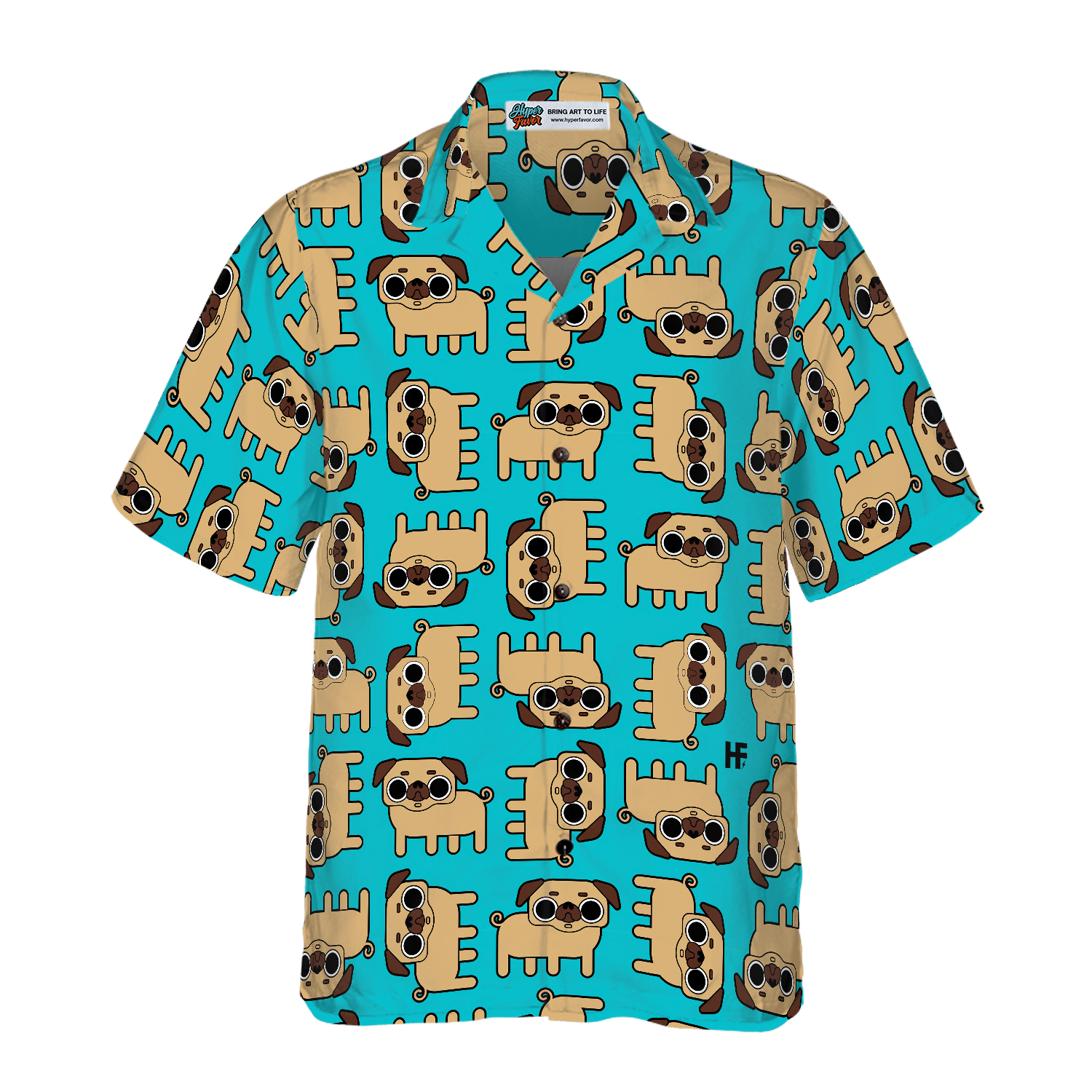 Pug Dog Seamless Pattern Shirt For Men Hawaiian Shirt