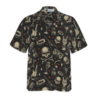 Rock N Roll Will Never Die Hawaiian Shirt, Electric Guitar Skull And Crossbones Hawaiian Shirt