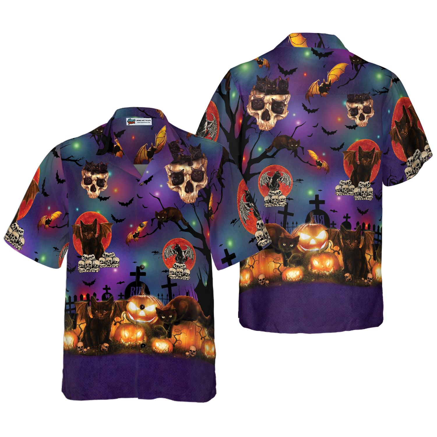 Black Cat Halloween Hawaiian Shirt