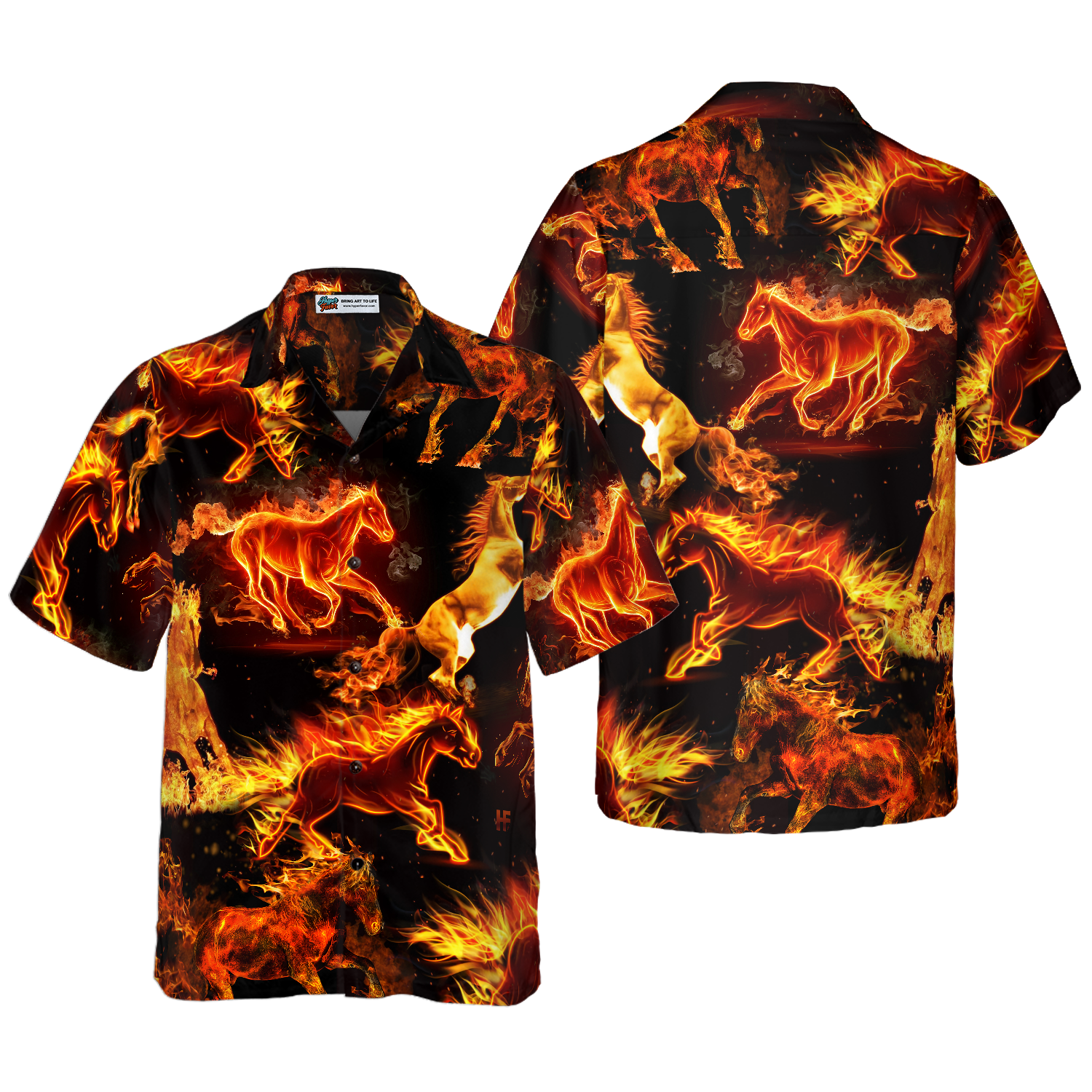 Flaming Horses Shirt For Men Hawaiian Shirt