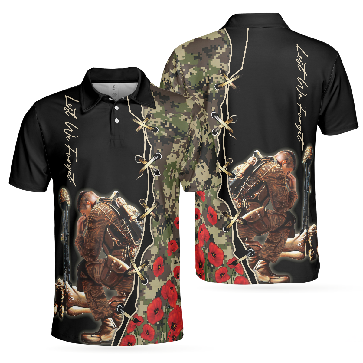 Lest We Forget Polo Shirt, Thoughtful Gift For Veteran Day, Veteran Shirt For Proud War Veterans