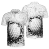 Golf Ball Breaking Polo Shirt, Black And White Cracking Pattern Polo Shirt, Best Golf Shirt For Men - Hyperfavor