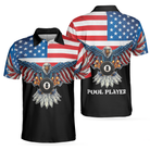 Billiards American Eagle Polo Shirt, Cool American Flag Billiards Shirt For Men, Best Billiards Gift Idea