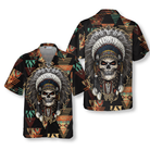 Indian Skull With Tribal Ethnic Pattern Hawaiian Shirt