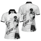 Hit It Find It Hit It Again Short Sleeve Woman Polo Shirt, Black And White Golf Shirt For Ladies, Cool Female Golf Gift