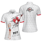 Golf Canada Flag Pin Up Girl Short Sleeve Women Polo Shirt, Canadian Golf Shirt For Ladies