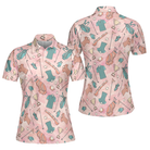 Pink And Elegant Seamless Pattern Golf Short Sleeve Women Polo Shirt