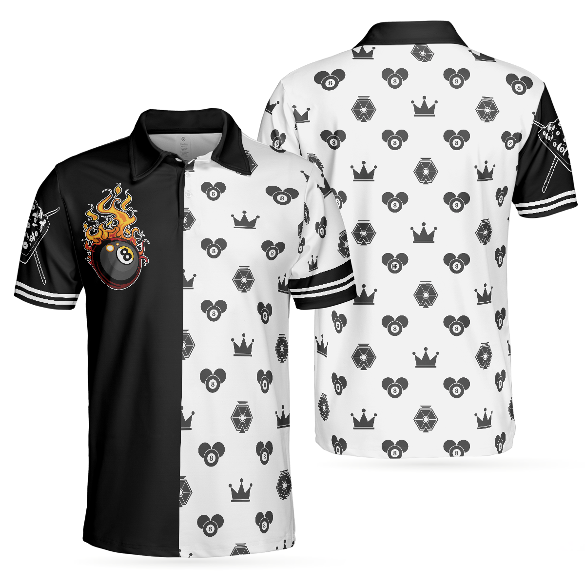 Flame Eight Ball Billiards Polo Shirt, Cute Billiards Shirt Design For Men, Best Gift Idea For Billiards Players