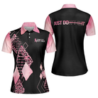 Just Don't Quit Breast Cancer Awareness Short Sleeve Women Polo Shirt, Pink Ribbon Polo Shirt For Ladies