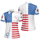 American Flag Golf V2 Short Sleeve Women Polo Shirt, Patriotic Golf Shirt For Ladies, Unique Golf Gift For Girls