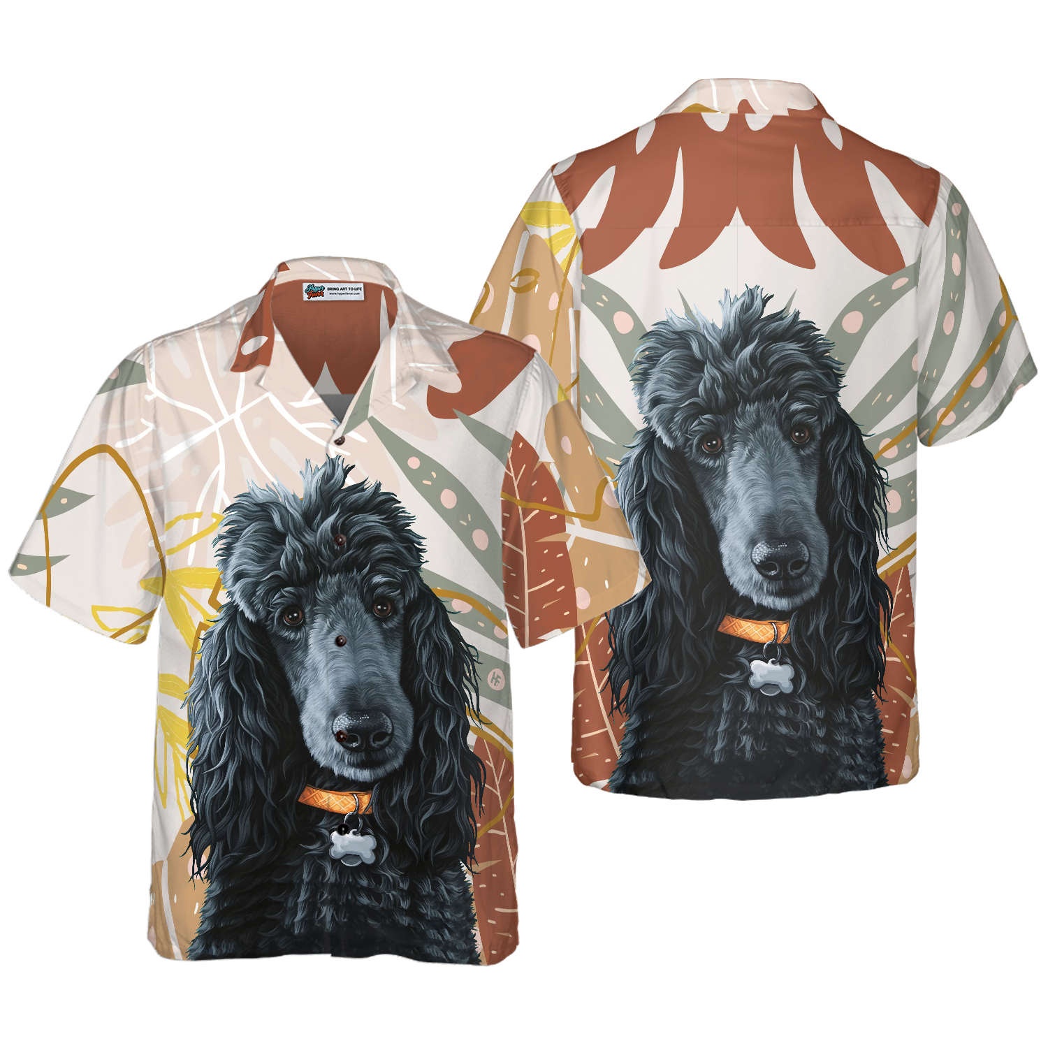 Black Poodle & The Brown Leaves Poodle Hawaiian Shirt, Best Dog Shirt For Men And Women