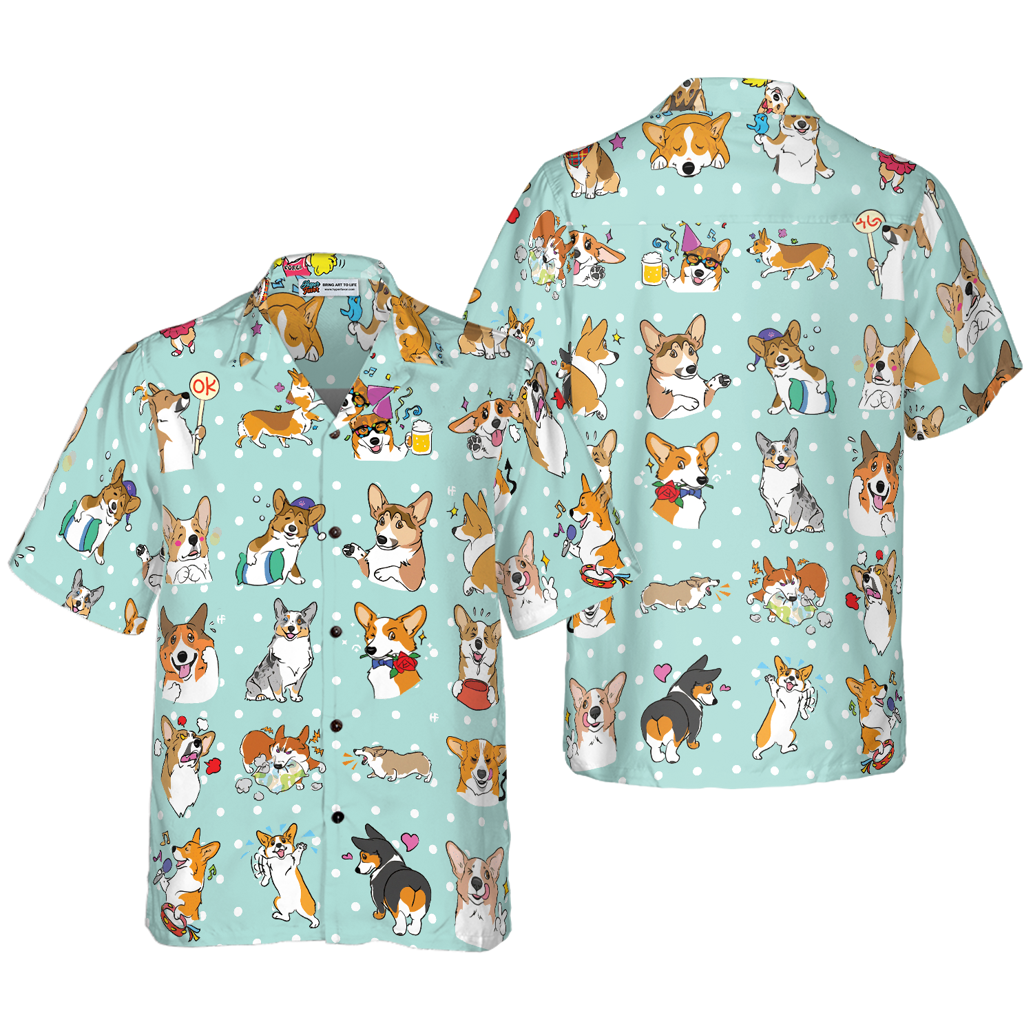 Cartoon Welsh Corgi Hawaiian Shirt, Best Dog Shirt For Corgi Lovers Gifts