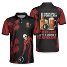Bowling With A Chance Of Drinking Polo Shirt, Red And Black Bowling Shirt For Men, Bowling Beer Polo Shirt