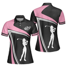 Golf Girl Black White And Pink Short Sleeve Women Polo Shirt, Best Golf Gift For Women