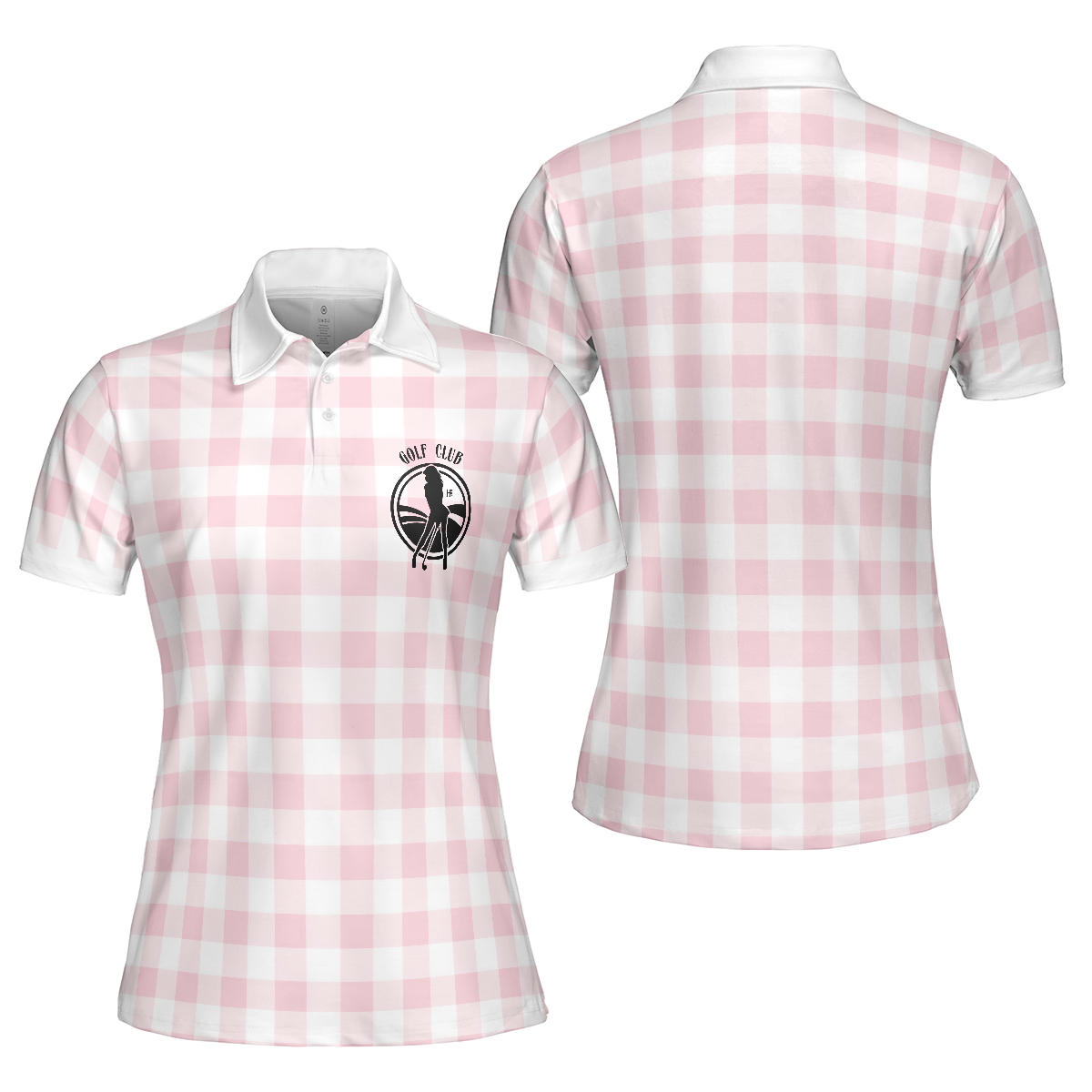 Sexy Golf Girl With A Golf Club Golf Short Sleeve Women Polo Shirt, White And Pink Golf Shirt For Ladies