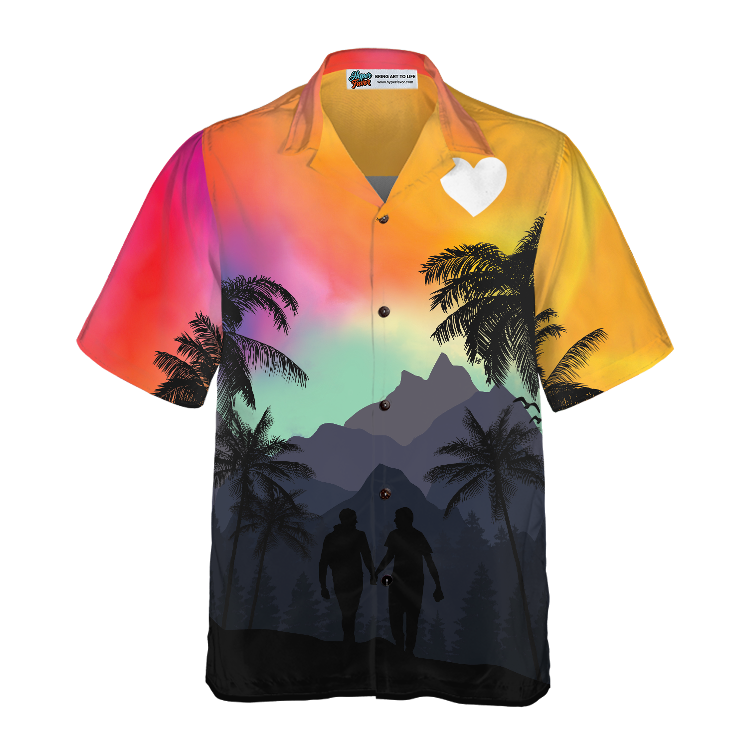 LGBT Sunset With Heart Hawaiian Shirt