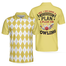 Yes I Do Have A Retirement Plan I Plan On Bowling Polo Shirt, Yellow Argyle Pattern Shirt, Gift For Bowlers