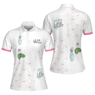 Ready For A Golf Day Golf Short Sleeve Women Polo Shirt, White And Pink Golf Shirt For Ladies