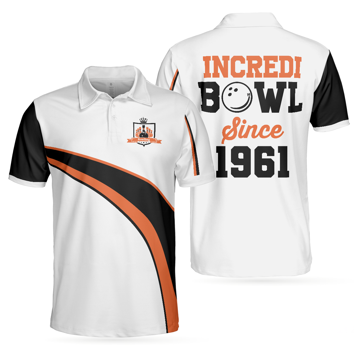 Incredi Bowl Bowling Polo Shirt, White Bowling Shirt For Men