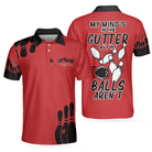 My Mind Is In The Gutter But My Balls Aren't Bowling Polo Shirt, Funny Red And Black Bowling Polo Shirt For Men