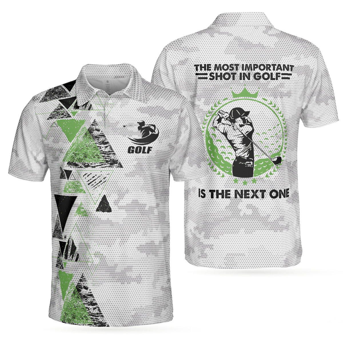 The Most Important Shot Is The Next One Golf Polo Shirt, Colorful Triangle Pattern Golf Shirt For Men