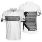 Black and White Stripes Barcode Golfing Polo Shirt, Golfer Hard Swing Polo Shirt, Best Golf Shirt For Men - Hyperfavor