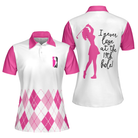 I Never Lose At The 19th Hole Golf Short Sleeve Women Polo Shirt, White And Pink Golf Shirt For Ladies