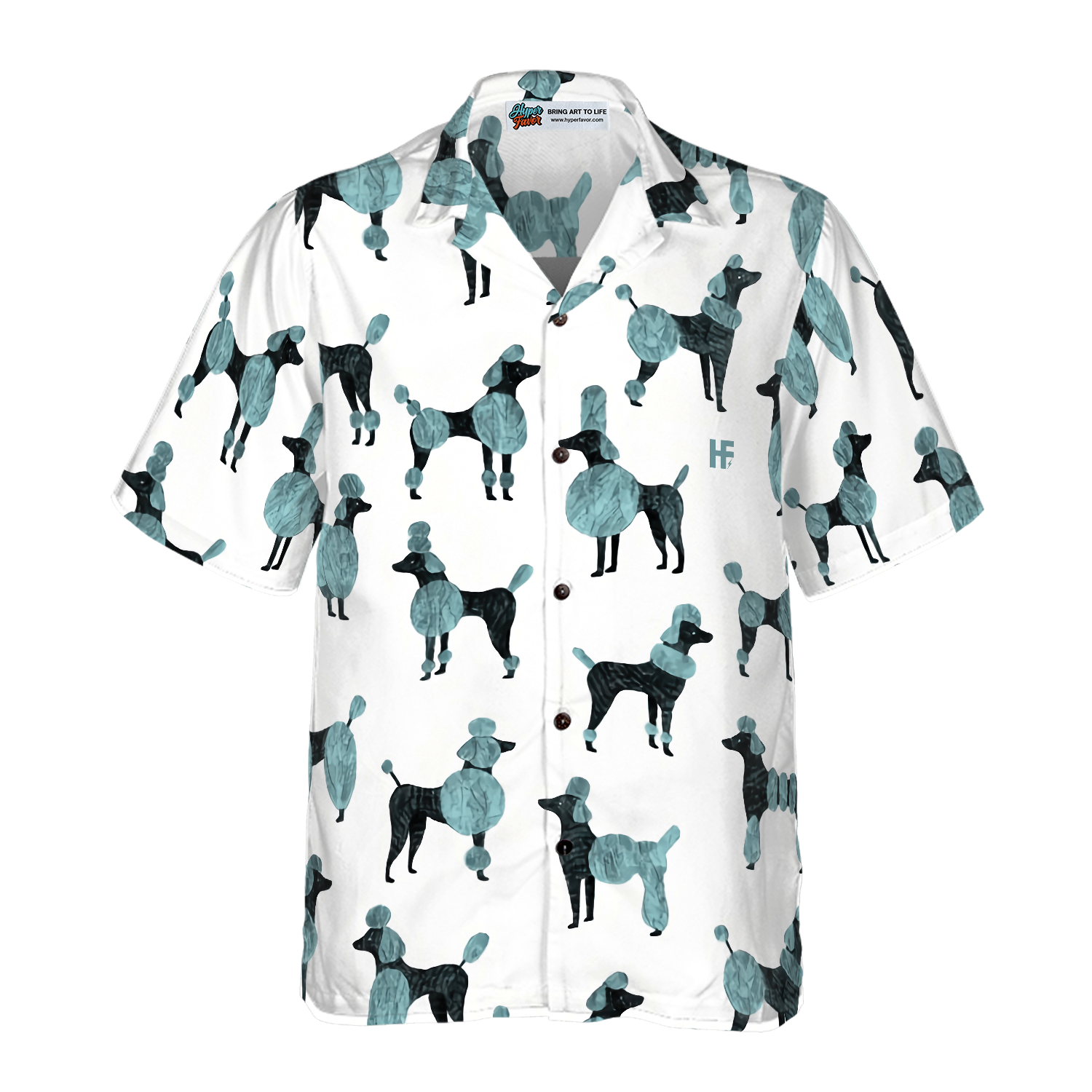 Poodle On White Background Hawaiian Shirt