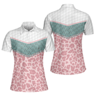Striped Polo Golf Girl Seamless Pattern Golf Short Sleeve Women Polo Shirt, Leopard Golf Shirt For Ladies