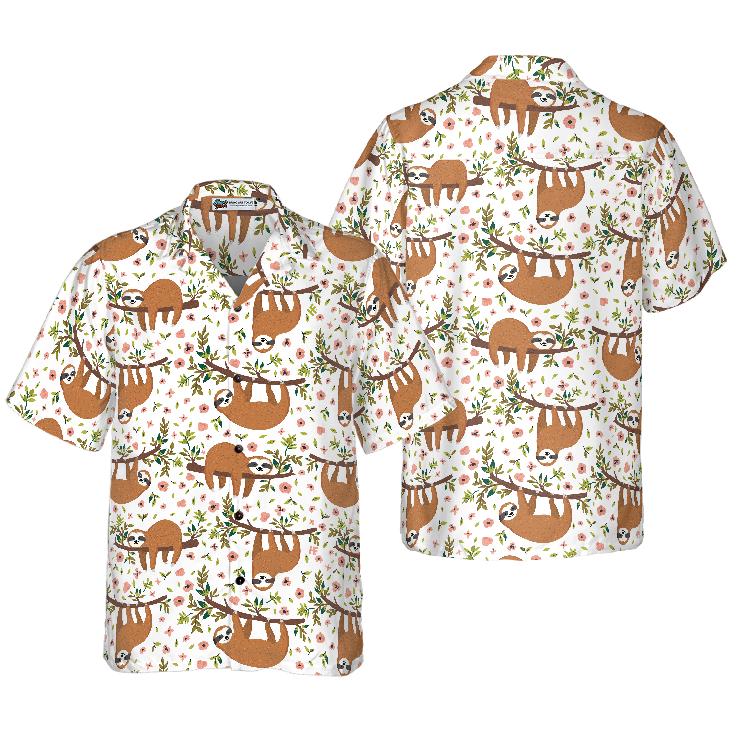 Cute Sloth On Tree Shirt For Men Hawaiian Shirt