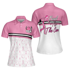 Bowl For The Cure Short Sleeve Women Polo Shirt, Breast Cancer Awareness Polo Shirt For Ladies, Pink Ribbon Shirt