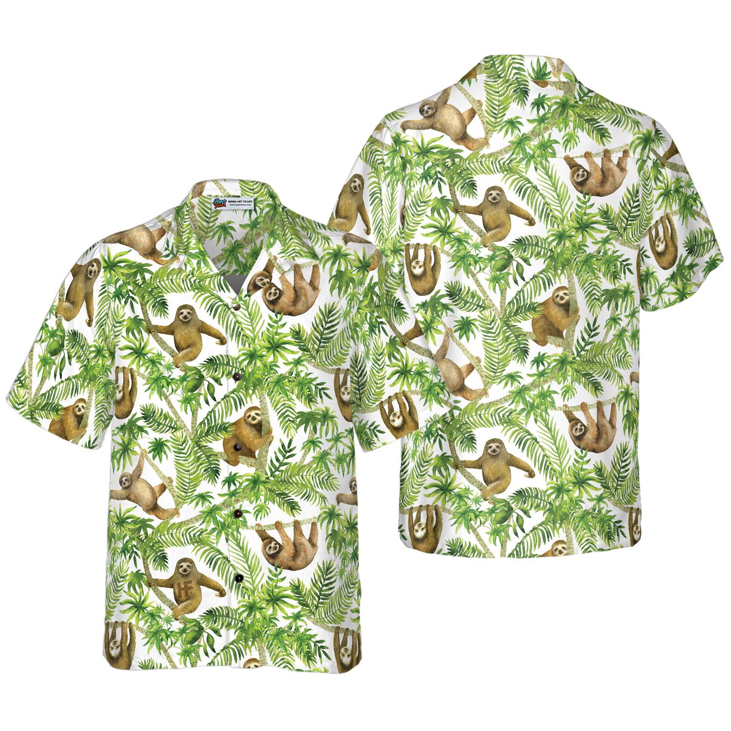 Tropical Sloth Seamless Pattern Hawaiian Shirt