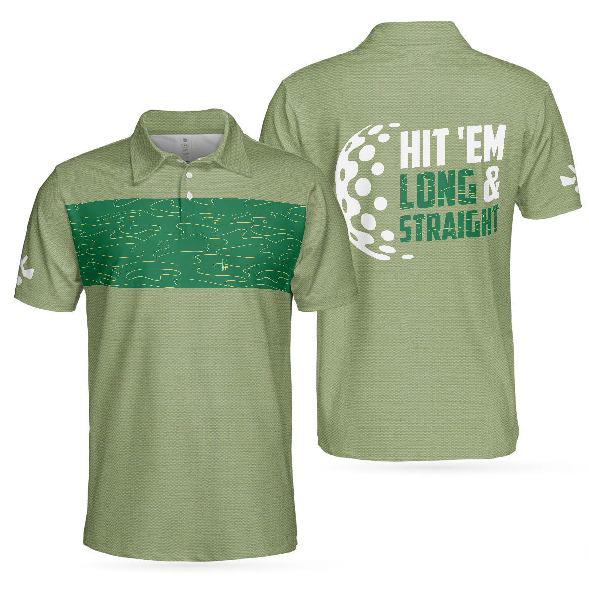 Hit 'Em Long & Straight Golf Course Pattern Polo Shirt, Elegant Golf Shirt For Men, Cool Gift For Golfers - Hyperfavor