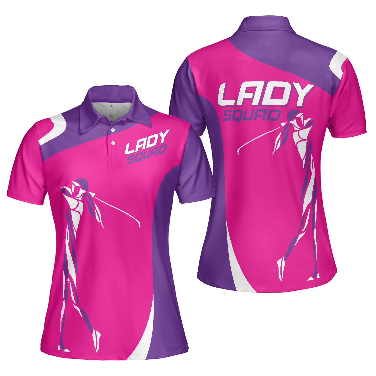 Girl Squad Golf Girl Short Sleeve Women Polo Shirt, Purple And Pink Golf Shirt For Ladies, Unique Female Golf Gift