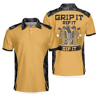 Grip It Rip It Sip It Golf Polo Shirt, Skull Pattern Shirt For Halloween, Scary Gift Idea For Golfers