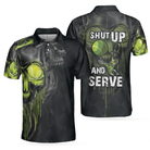 Skull Tennis Polo Shirt, Scary Skull Graphic Tennis Shirt For Tennis Lovers, Halloween Tennis Gift Idea