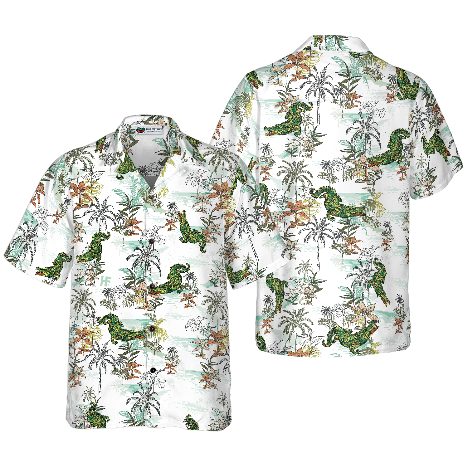 Alligator Seamless Pattern Shirt For Men Hawaiian Shirt